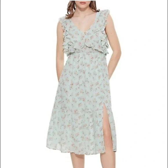 Dex Ruffled-Bodice Tie-Back Floral Dress Size S NWT - Picture 1 of 13